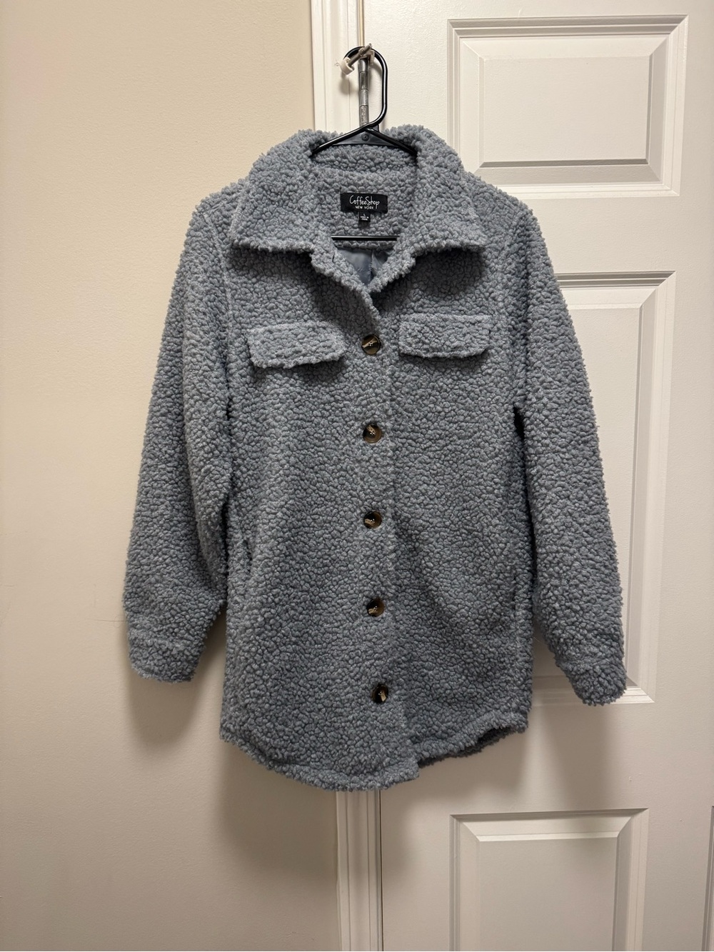 Abercrombie & Fitch Light Gray Teddy Sherpa Shacket